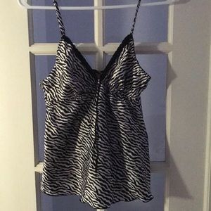 Black & White Silk Camisole Top